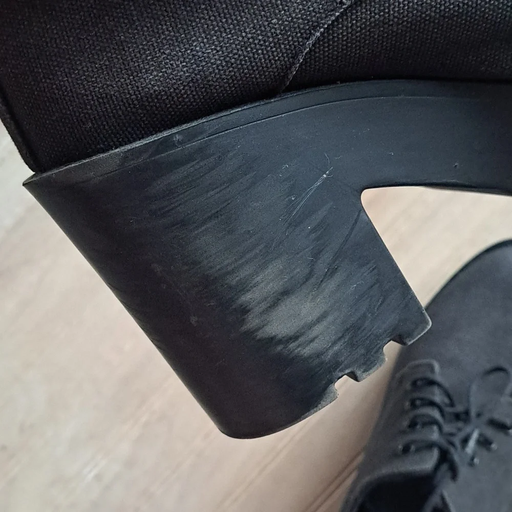 DIVIDED H&M Black Chunky Y2K Platform Lace-Up Edgy Trendy Bold Heel Shoes - Picture 10 of 13